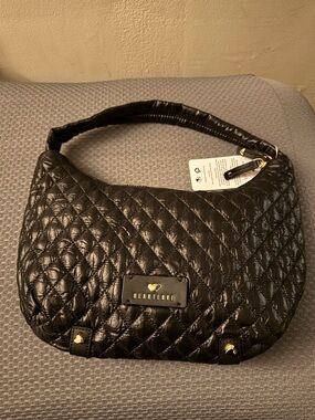 Quilted Black Shoulder Bag with Gold Hardware